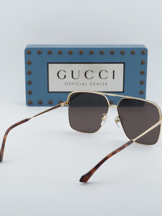 Gucci GG1099SA 003 Aviator Sunglasses - Gold\\Brown main image 14